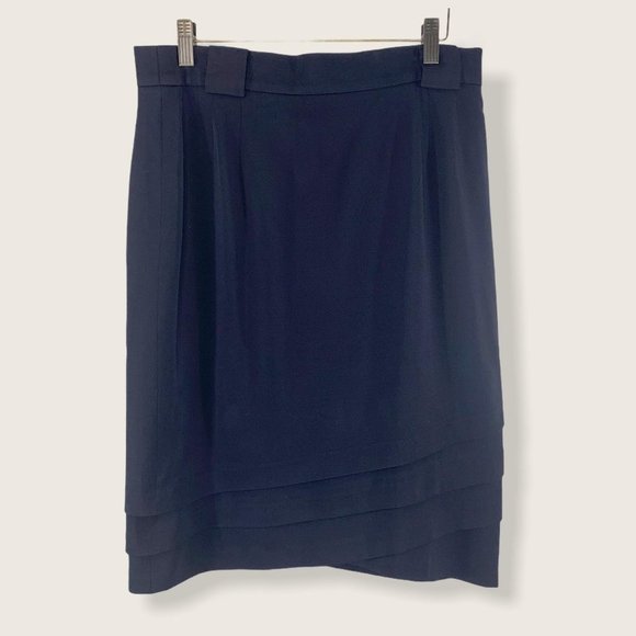 Escada Margaretha Ley Black Asymmetrical Wool Tiered Mini Skirt Large - Picture 1 of 14